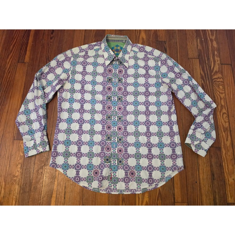 Robert Graham Mens 2XL Geometric Kaleidoscope Print Long Sleeve Button Down